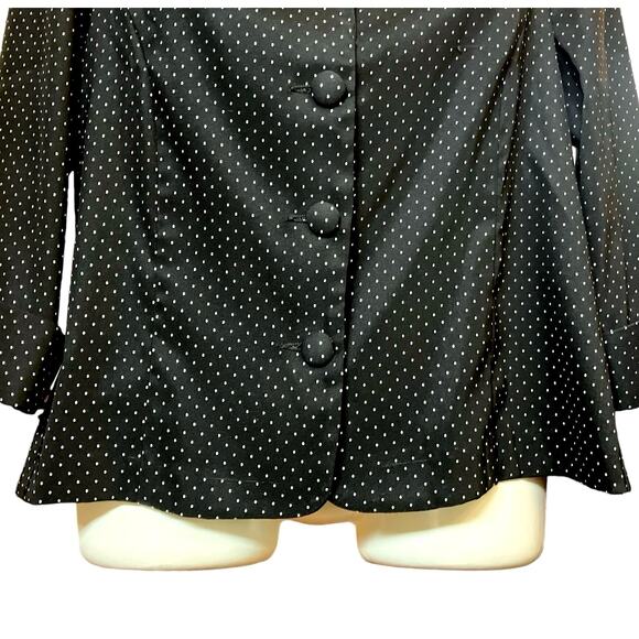 Dressbarn Women's B&W Polka Dot 4-Button Career Blazer 3/4 Roll Sleeves | Size L - Picture 5 of 8